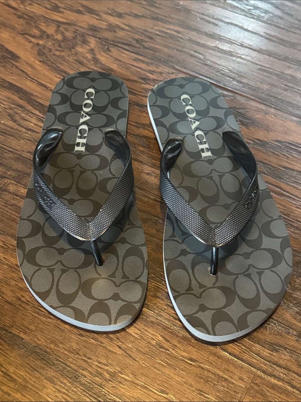Coach Brown and Black Logo Flip Flop Sandals - Picture 2 of 12